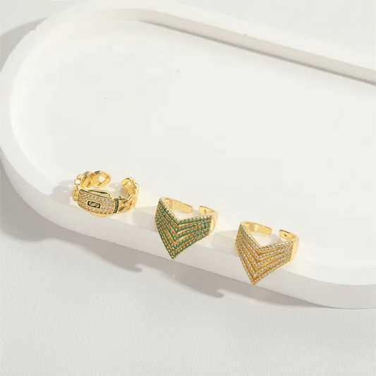 V Shape Studded Rings