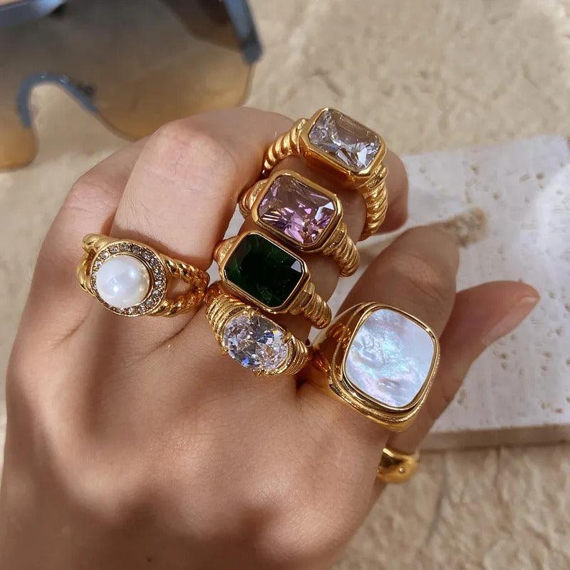 Chunky Retro Crystal Ring