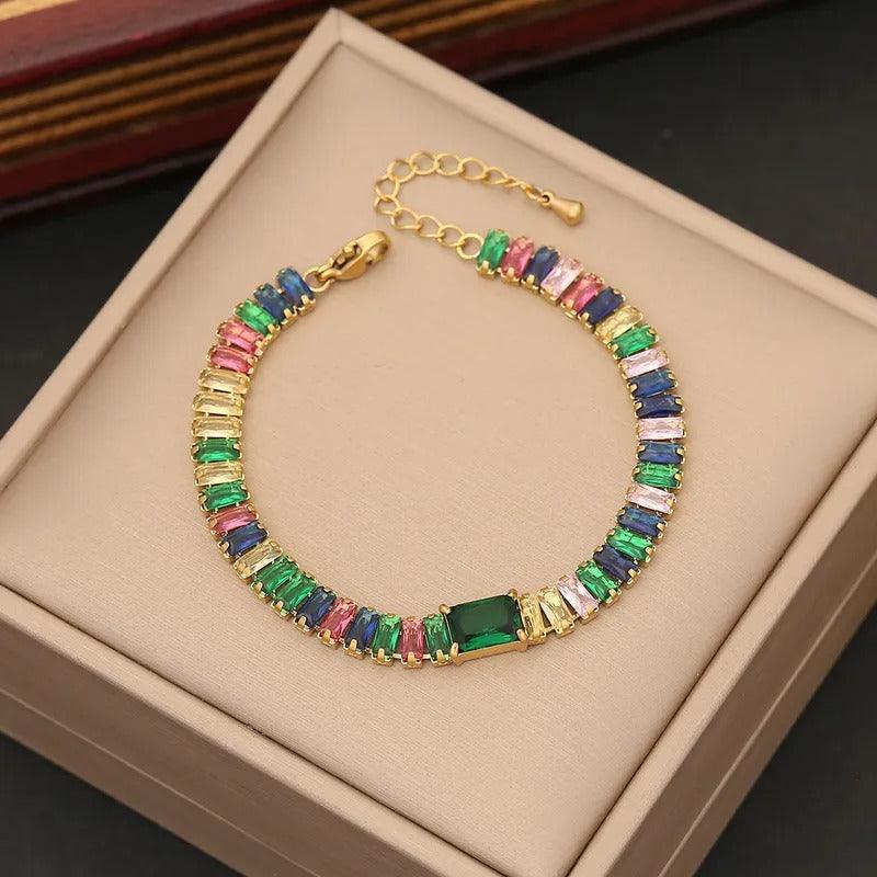 Multicolored Gemstone Tennis Bracelet