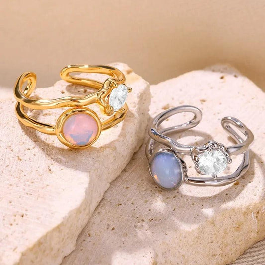 Double Band Opal Ring