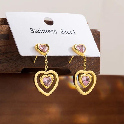 Crystal Heart Drop Earrings