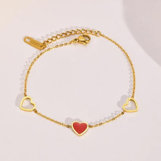 3 Heart Chain Bracelet