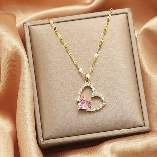 Pink Diamond Heart Necklace