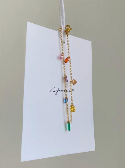 Dainty Gemstone Charm Bracelet