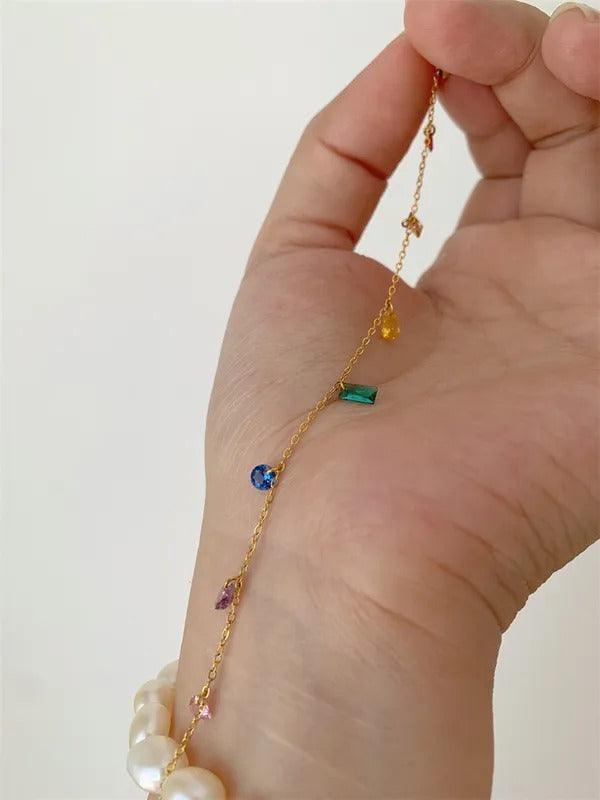 Dainty Gemstone Charm Bracelet