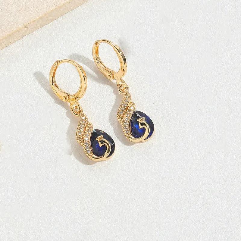 Blue Stone Crystal Earrings